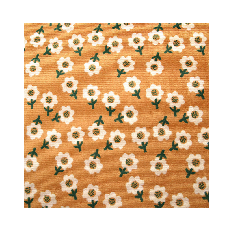 90% Polyester 8% nylon 2% spandex 190gsm printed flower corduroy fabric