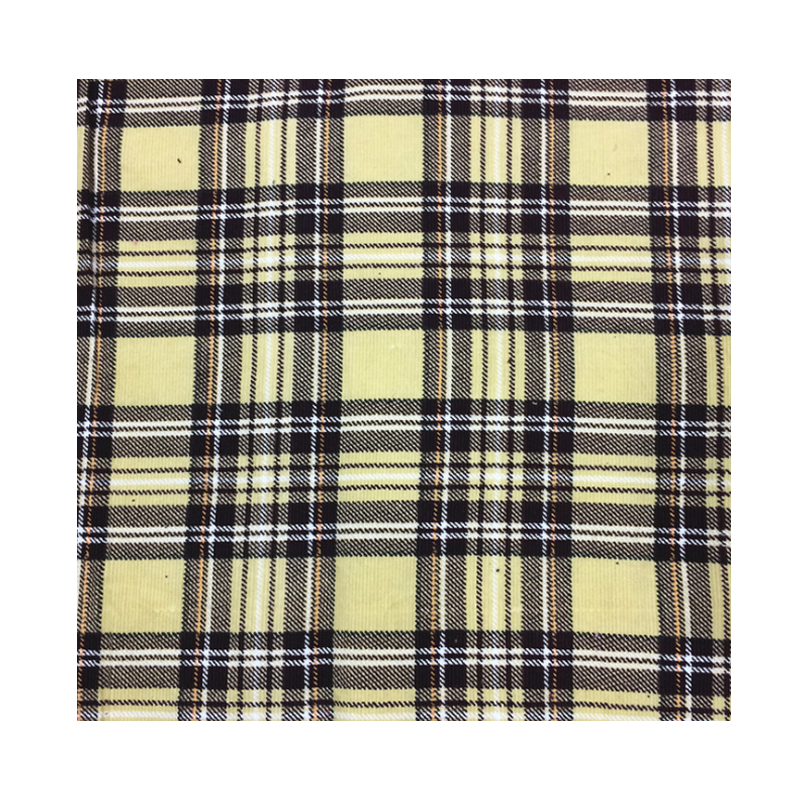 100% cotton 21W 140gsm printed plaid corduroy fabric