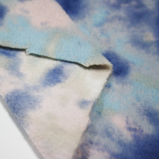 Custom tie dye 75D/144F 100% polyester 190gsm polar fleece knit fabric