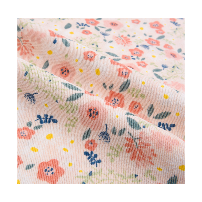 90% Polyester 8% nylon 2% spandex 190gsm printed floral corduroy fabric