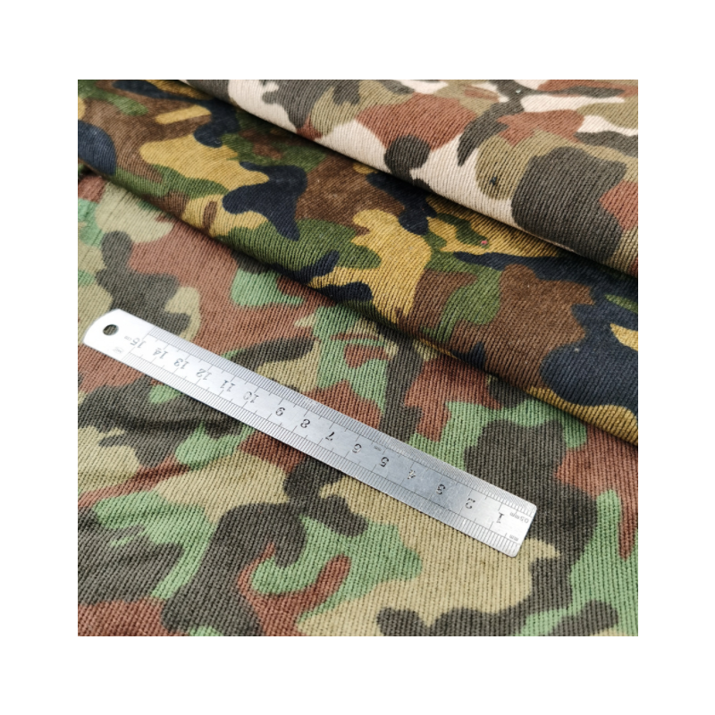 90% Polyester 8% nylon 2% spandex 21W 205gsm printed camouflage corduroy fabric