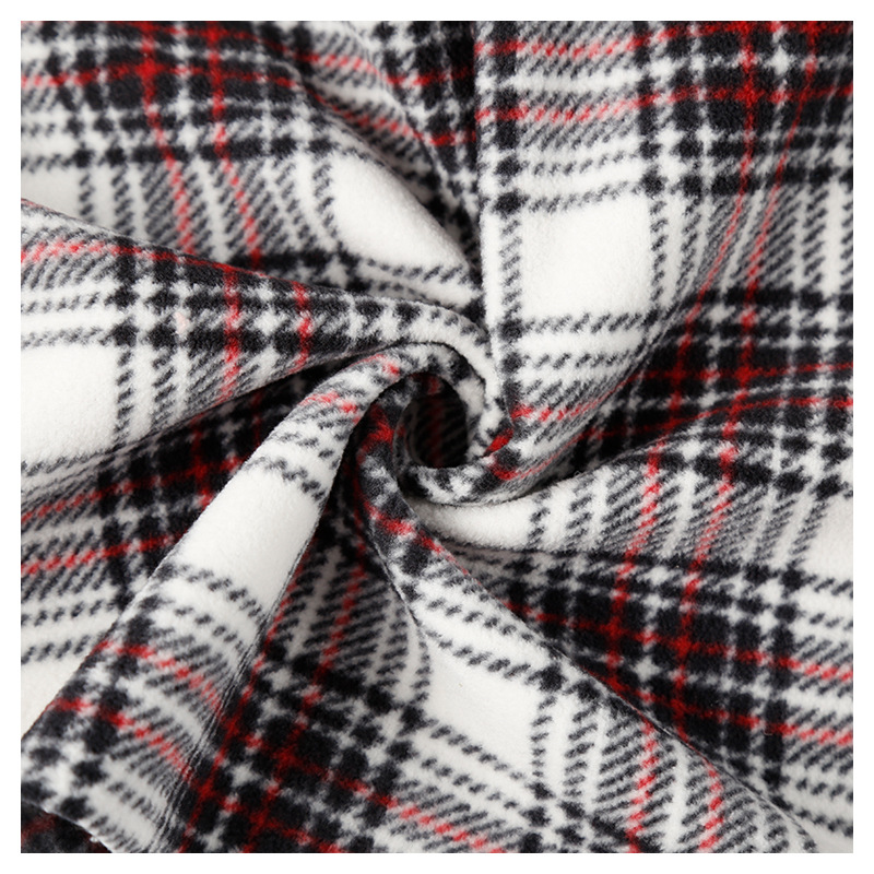 Custom 100% polyester double brushed printed polar fleece knit fabric