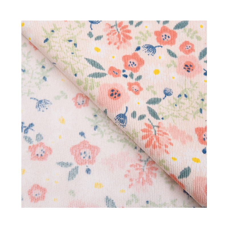 90% Polyester 8% nylon 2% spandex 190gsm printed floral corduroy fabric