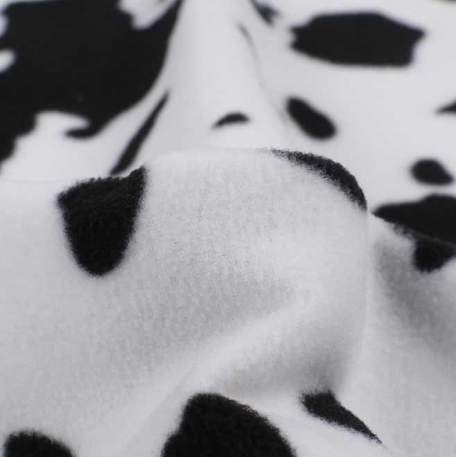 100% polyester 150D/96F 265gsm printed polar fleece leopard knit fabric