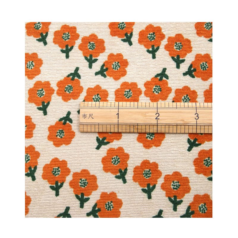 90% Polyester 8% nylon 2% spandex 190gsm printed flower corduroy fabric